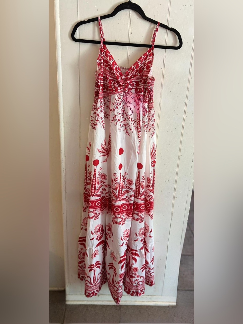 Boutique Red Floral Smocked Maxi Dress | XL